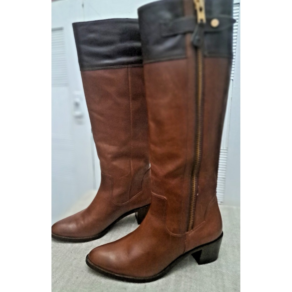 DVF Diane Von Furstenberg Boots Size 6 Brown Black Knee High Equestrian